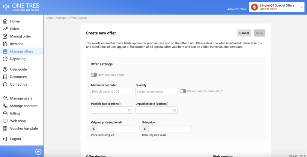 Create new offer screen
