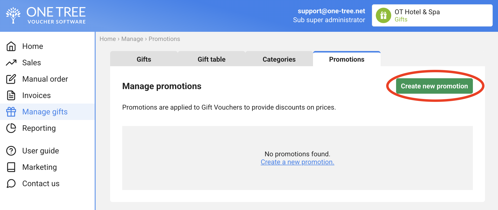 Screenshot 1 – Manage Promotions – Create New Promotion